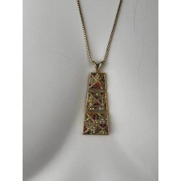 Vintage D'Orlan "Buried Treasure" 24" Gold-Plated Necklace — Canadian Designer, - Picture 6 of 7